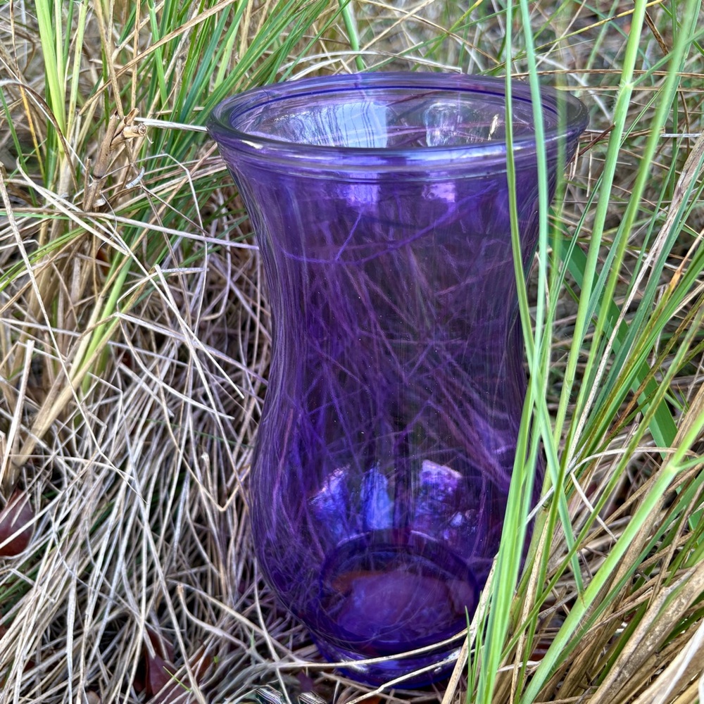Purple Glass Bouquet Vase Decor Flower Accessory Accent Pisces Regal Royal Lent - Picture 4 of 12